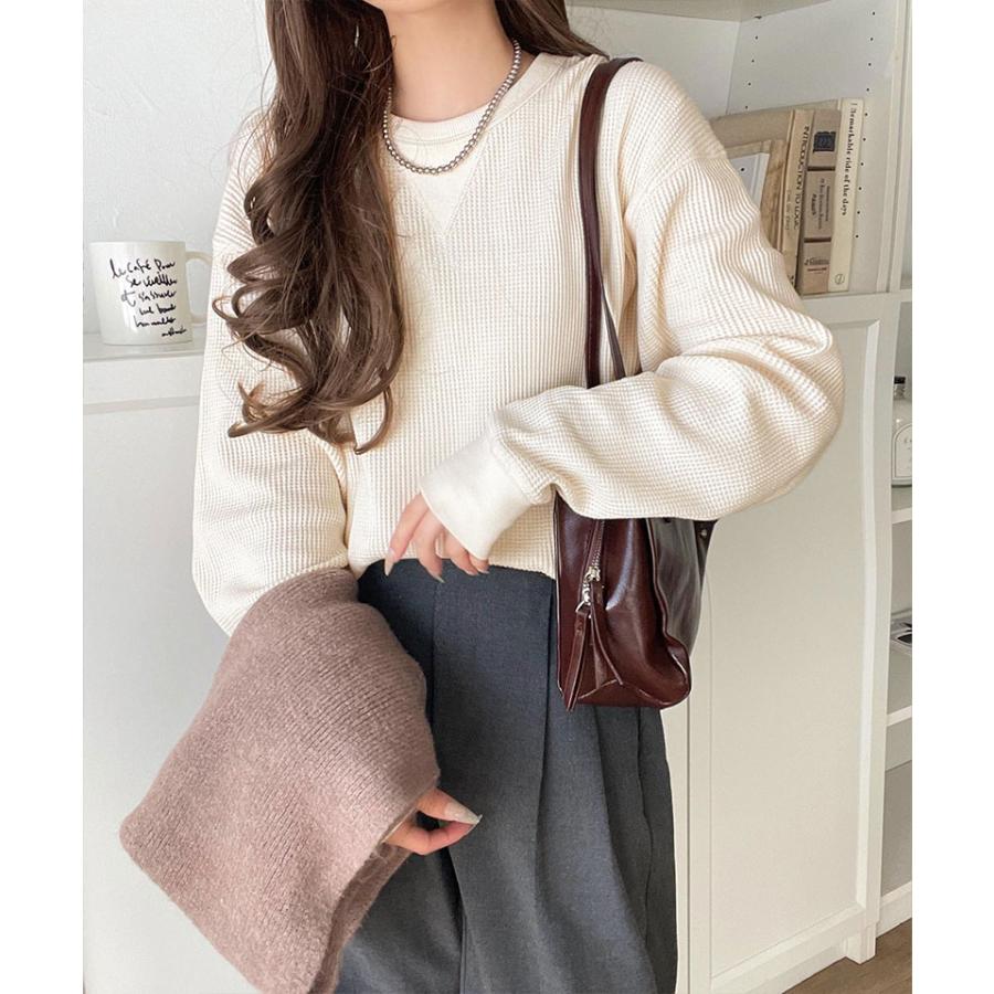 【 クラシカルエルフ classical elf 】 ロンt レディース ブランド トップス ニュアンス カラー 綿 100％ V ガゼット 付き ワッフル 素材 ロンT 長袖 | classicalelf | 04