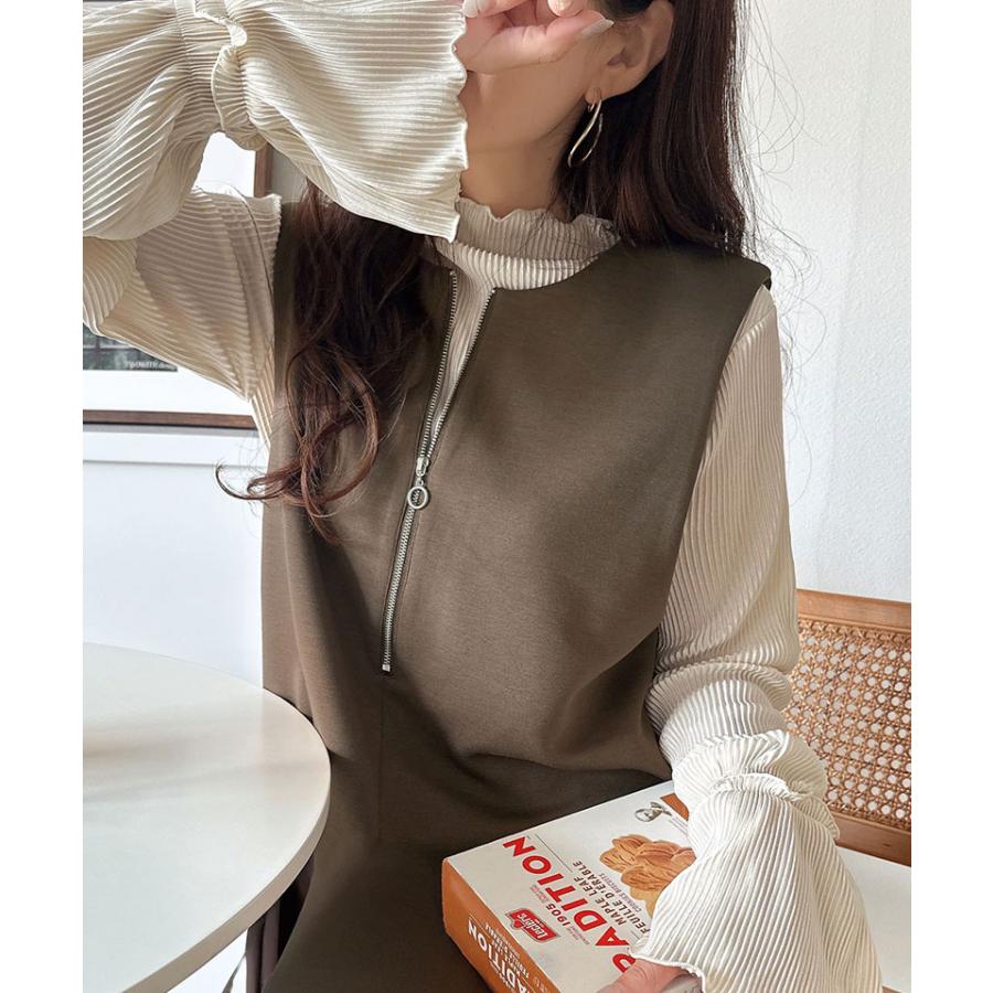 【 クラシカルエルフ classical elf 】ワンピース 秋冬 きれいめ レディース 前後2way ハーフジップ ジャンプスカート ロング丈 ジャンスカ ストレスフリー | classicalelf | 12