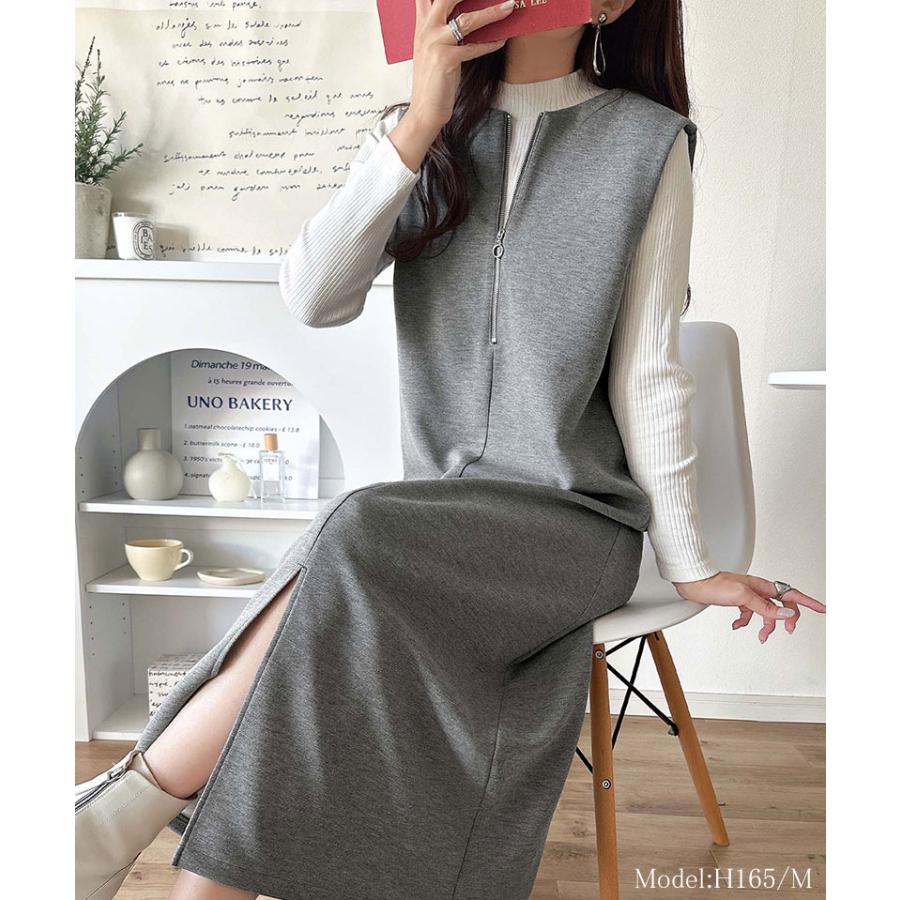 【 クラシカルエルフ classical elf 】ワンピース 秋冬 きれいめ レディース 前後2way ハーフジップ ジャンプスカート ロング丈 ジャンスカ ストレスフリー | classicalelf | 06