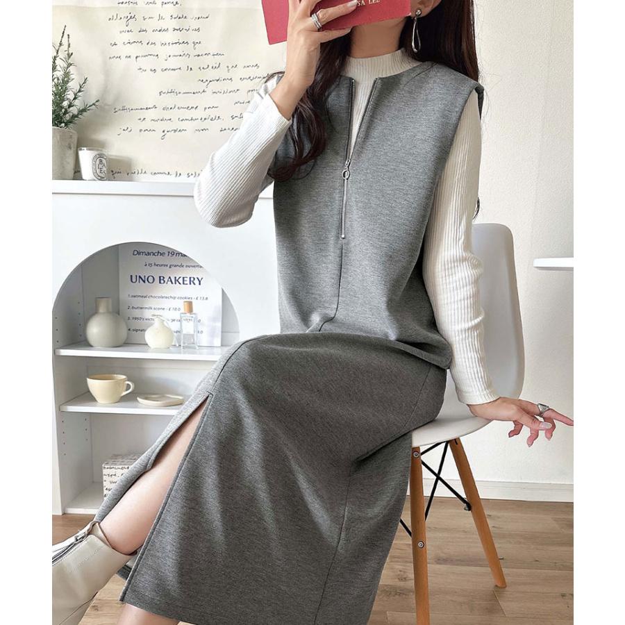 【 クラシカルエルフ classical elf 】ワンピース 秋冬 きれいめ レディース 前後2way ハーフジップ ジャンプスカート ロング丈 ジャンスカ ストレスフリー | classicalelf | 07