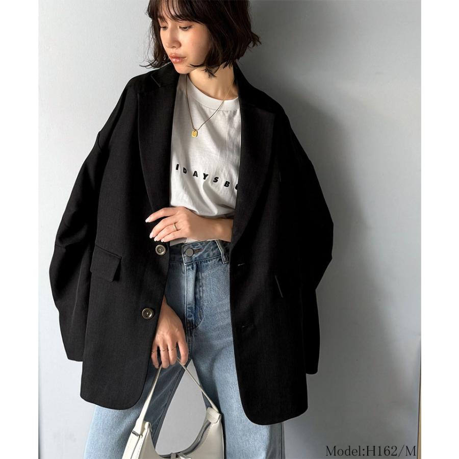 【 クラシカルエルフ classical elf 】 アウター ジャケット レディース 羽織るだけでキマる。袖タック ヘリン ボーン オーバーサイズ | classicalelf | 02