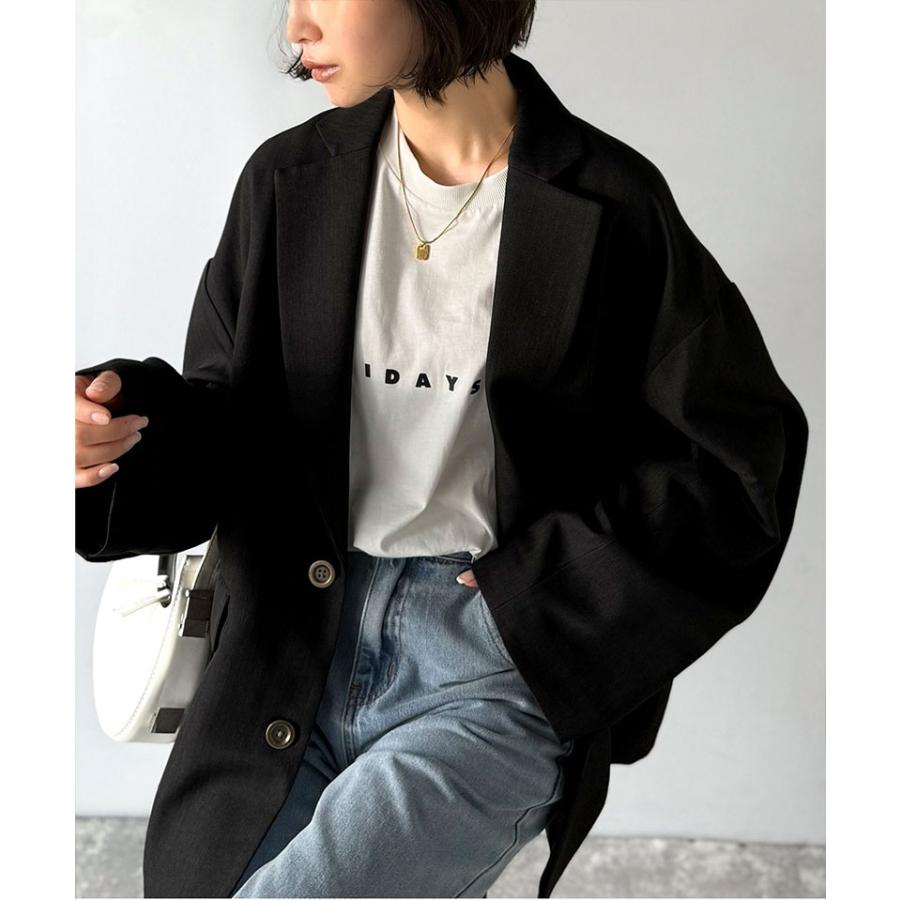 【 クラシカルエルフ classical elf 】 アウター ジャケット レディース 羽織るだけでキマる。袖タック ヘリン ボーン オーバーサイズ | classicalelf | 03