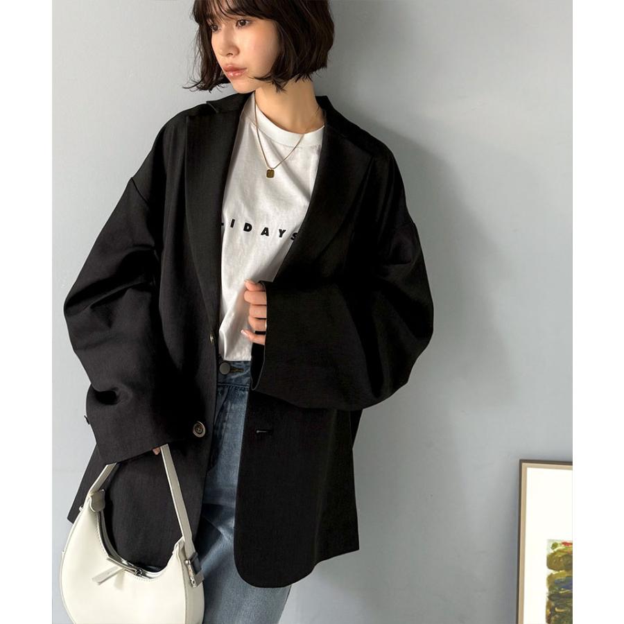 【 クラシカルエルフ classical elf 】 アウター ジャケット レディース 羽織るだけでキマる。袖タック ヘリン ボーン オーバーサイズ | classicalelf | 05