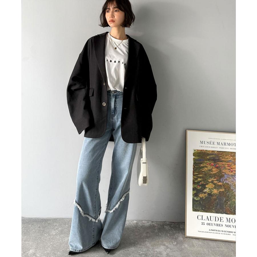 【 クラシカルエルフ classical elf 】 アウター ジャケット レディース 羽織るだけでキマる。袖タック ヘリン ボーン オーバーサイズ | classicalelf | 06