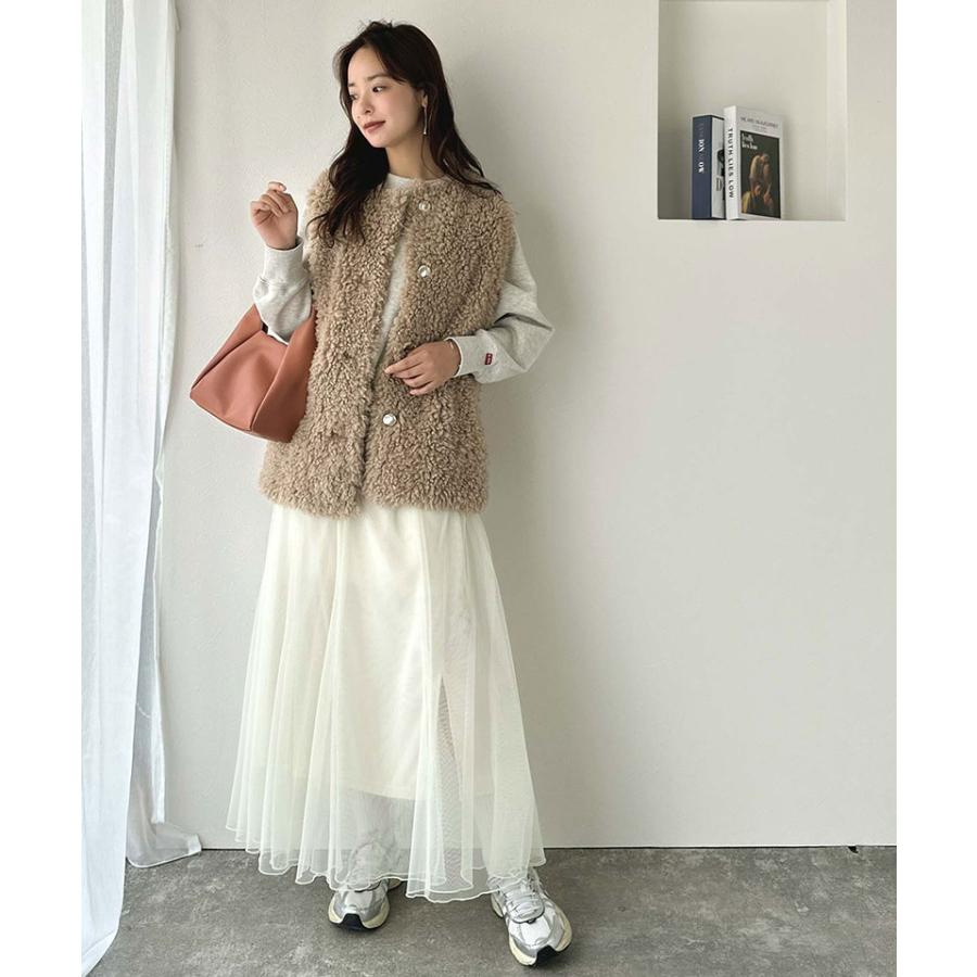 【 クラシカルエルフ classical elf 】ベスト レディース 秋冬 トップス 前後2way プードルボア もこもこ 暖か ボアベスト ゴールドボタン | classicalelf | 11