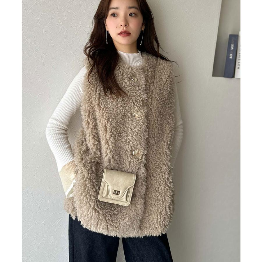 【 クラシカルエルフ classical elf 】ベスト レディース 秋冬 トップス 前後2way プードルボア もこもこ 暖か ボアベスト ゴールドボタン | classicalelf | 12