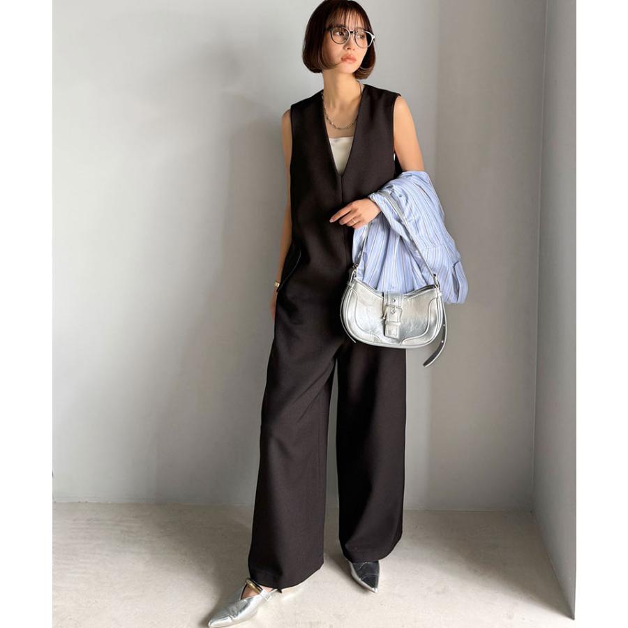 【 クラシカルエルフ classical elf 】オールインワン レディース サロペット フラップポケット Vネック シンプル 抜け感 華奢見え 上品 キレイめ | classicalelf | 10