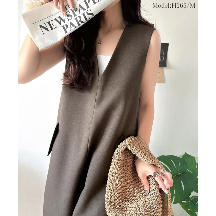 【 クラシカルエルフ classical elf 】オールインワン レディース サロペット フラップポケット Vネック シンプル 抜け感 華奢見え 上品 キレイめ | classicalelf | 11