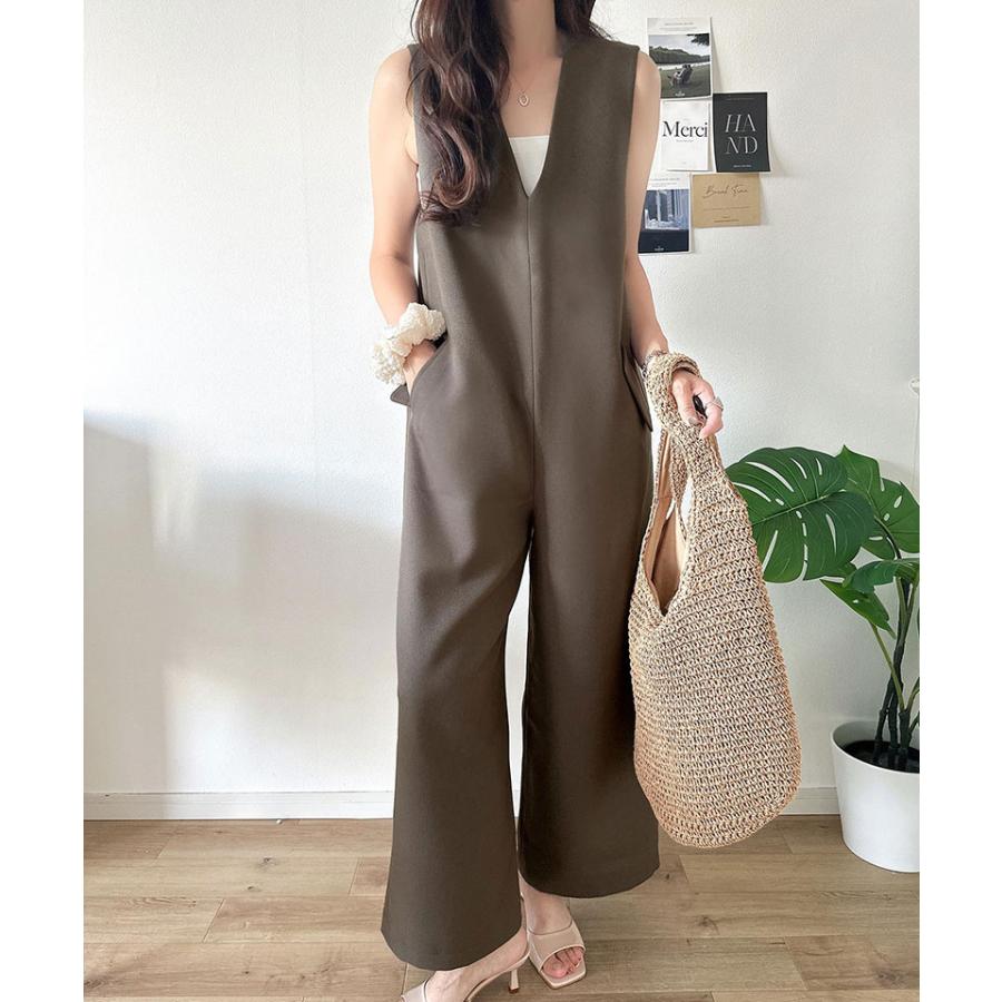 【 クラシカルエルフ classical elf 】オールインワン レディース サロペット フラップポケット Vネック シンプル 抜け感 華奢見え 上品 キレイめ | classicalelf | 12