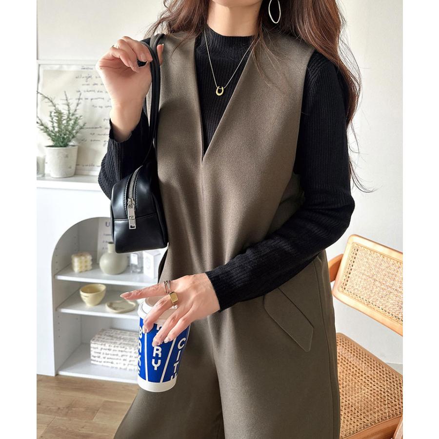 【 クラシカルエルフ classical elf 】オールインワン レディース サロペット フラップポケット Vネック シンプル 抜け感 華奢見え 上品 キレイめ | classicalelf | 13