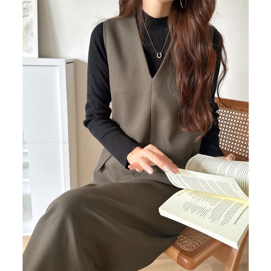 【 クラシカルエルフ classical elf 】オールインワン レディース サロペット フラップポケット Vネック シンプル 抜け感 華奢見え 上品 キレイめ | classicalelf | 14