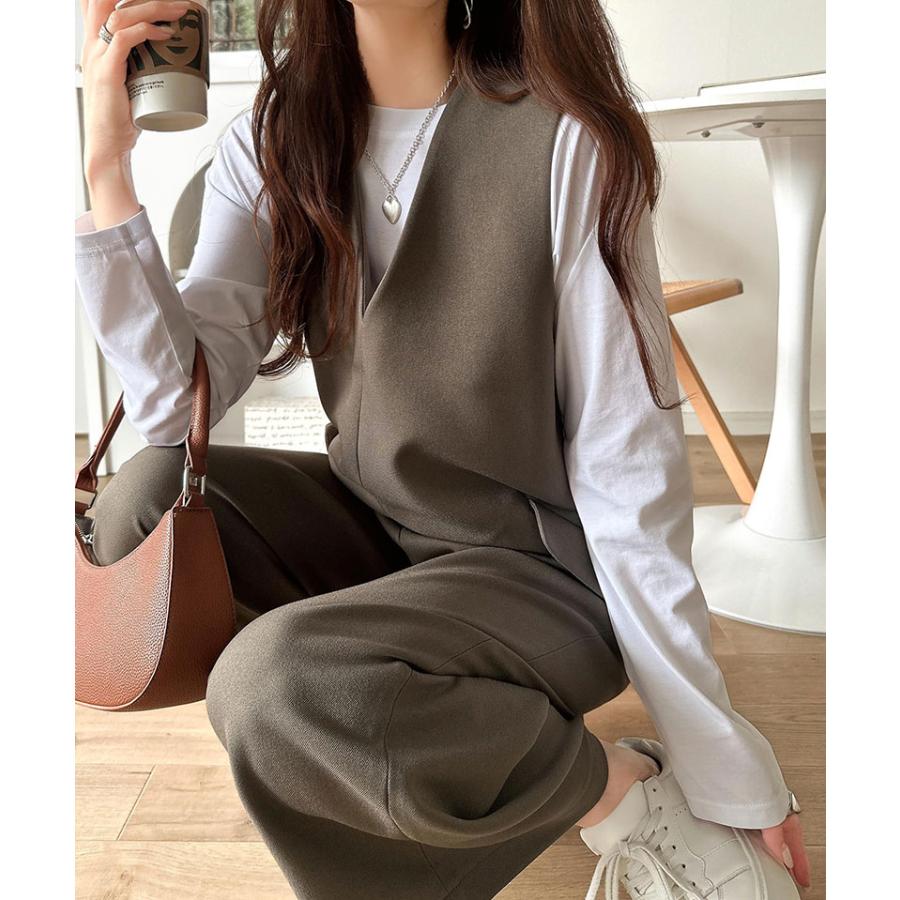 【 クラシカルエルフ classical elf 】オールインワン レディース サロペット フラップポケット Vネック シンプル 抜け感 華奢見え 上品 キレイめ | classicalelf | 15