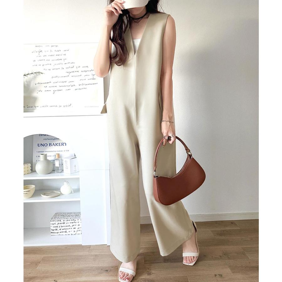 【 クラシカルエルフ classical elf 】オールインワン レディース サロペット フラップポケット Vネック シンプル 抜け感 華奢見え 上品 キレイめ | classicalelf | 03