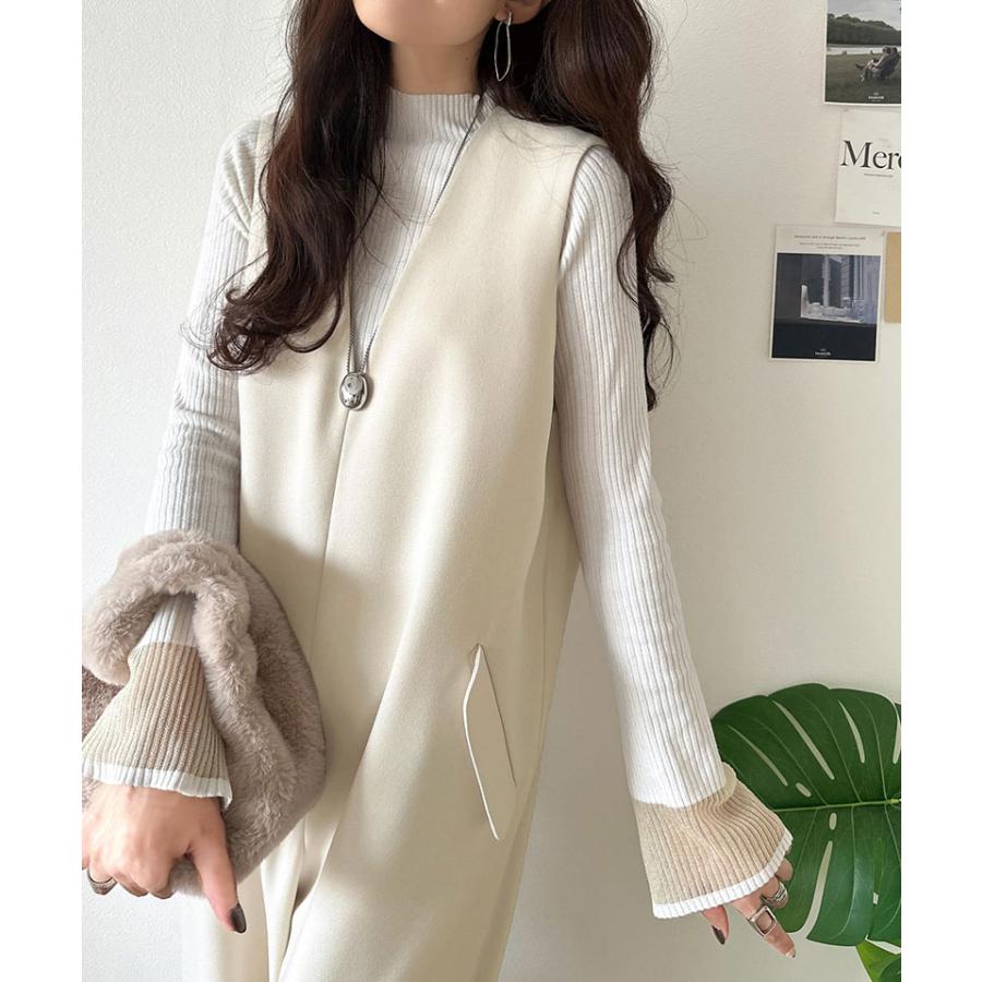 【 クラシカルエルフ classical elf 】オールインワン レディース サロペット フラップポケット Vネック シンプル 抜け感 華奢見え 上品 キレイめ | classicalelf | 04