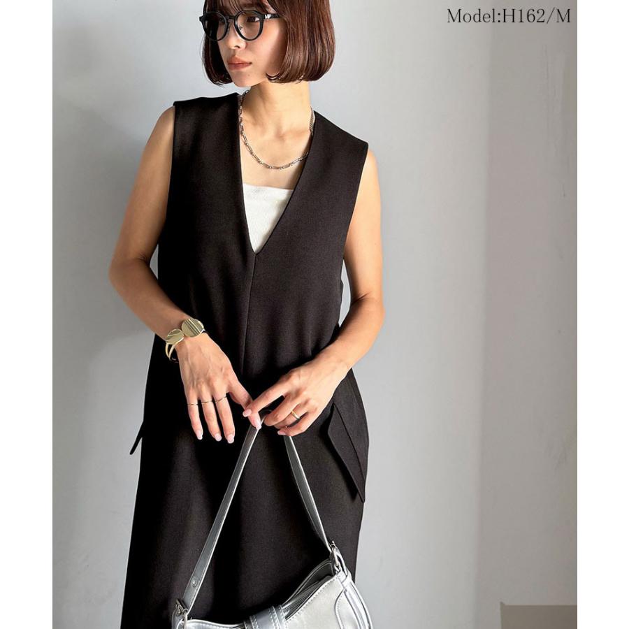 【 クラシカルエルフ classical elf 】オールインワン レディース サロペット フラップポケット Vネック シンプル 抜け感 華奢見え 上品 キレイめ | classicalelf | 07