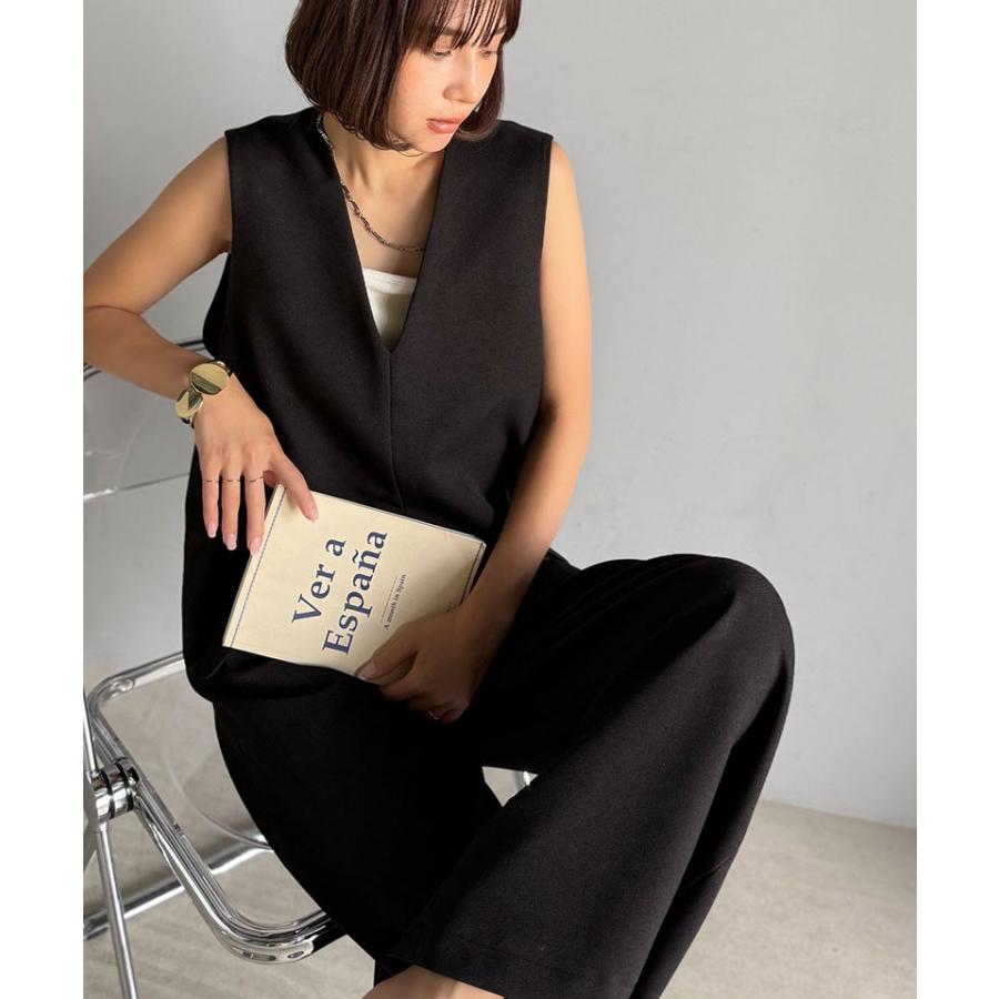 【 クラシカルエルフ classical elf 】オールインワン レディース サロペット フラップポケット Vネック シンプル 抜け感 華奢見え 上品 キレイめ | classicalelf | 08