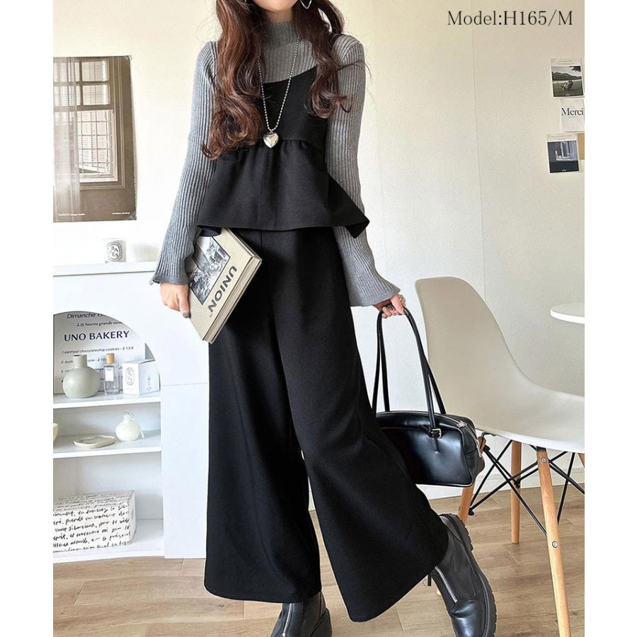 【 クラシカルエルフ classical elf 】オールインワン レディース サロペット ブルストラップ ペプラム パンツ 華奢見え 華やか ビスチェ風 フリル | classicalelf | 02