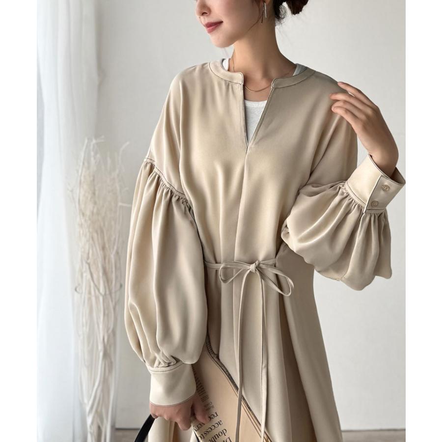 【 クラシカルエルフ classical elf 】 ワンピース レディース 配色ステッチ キーネック メリハリシルエット 抜け感 シンプル カジュアル 主役級 | classicalelf | 10