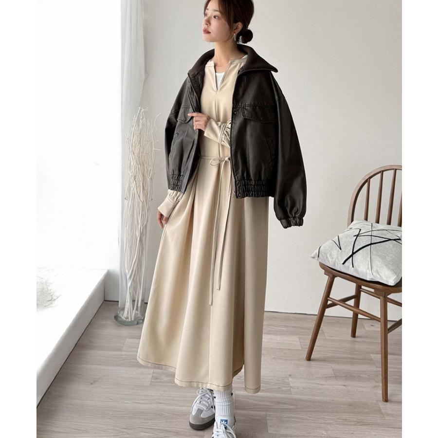 【 クラシカルエルフ classical elf 】 ワンピース レディース 配色ステッチ キーネック メリハリシルエット 抜け感 シンプル カジュアル 主役級 | classicalelf | 11