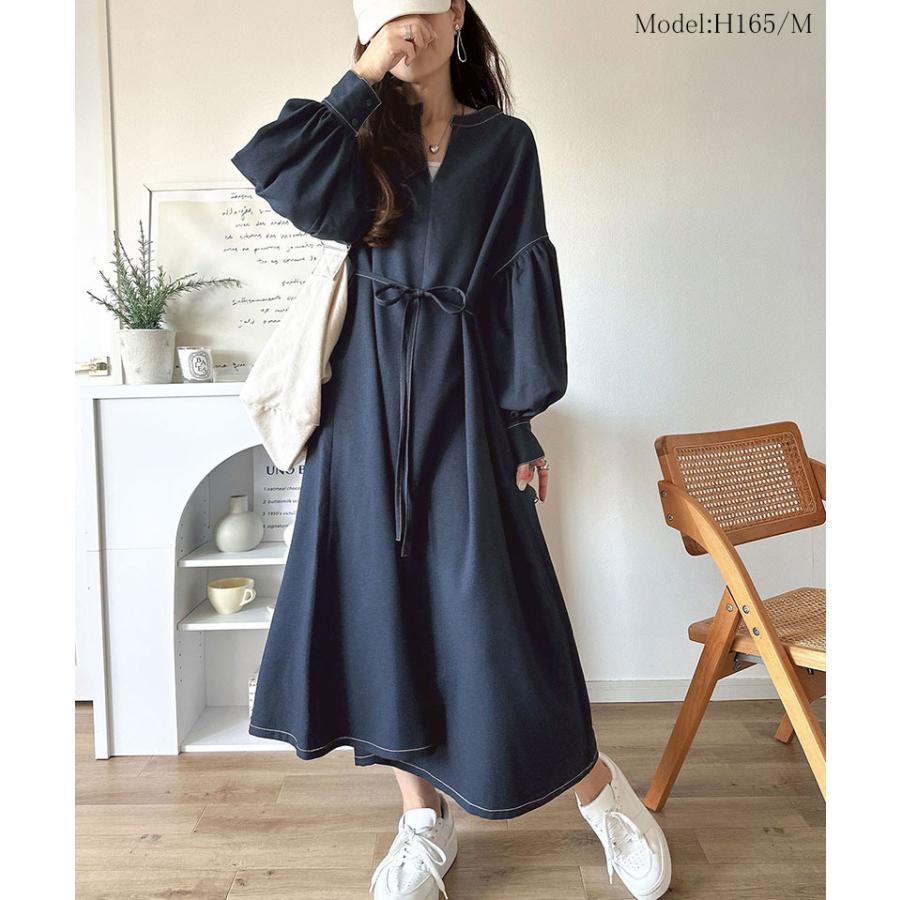 【 クラシカルエルフ classical elf 】 ワンピース レディース 配色ステッチ キーネック メリハリシルエット 抜け感 シンプル カジュアル 主役級 | classicalelf | 12