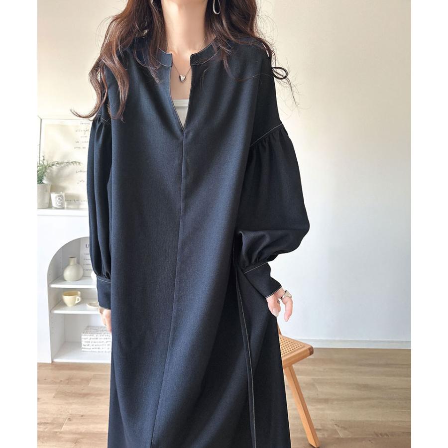 【 クラシカルエルフ classical elf 】 ワンピース レディース 配色ステッチ キーネック メリハリシルエット 抜け感 シンプル カジュアル 主役級 | classicalelf | 13