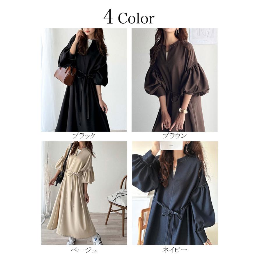 【 クラシカルエルフ classical elf 】 ワンピース レディース 配色ステッチ キーネック メリハリシルエット 抜け感 シンプル カジュアル 主役級 | classicalelf | 01