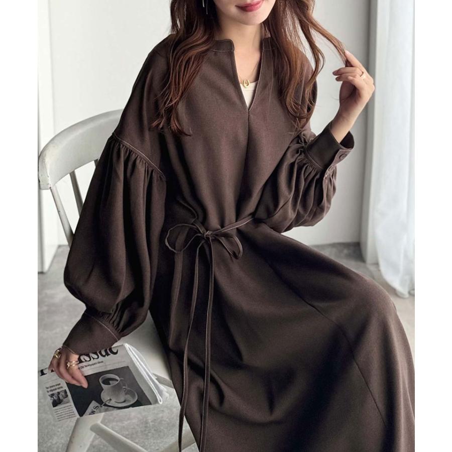 【 クラシカルエルフ classical elf 】 ワンピース レディース 配色ステッチ キーネック メリハリシルエット 抜け感 シンプル カジュアル 主役級 | classicalelf | 07