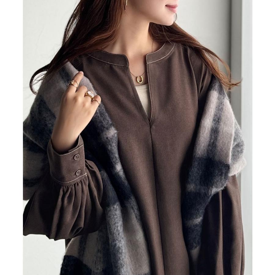 【 クラシカルエルフ classical elf 】 ワンピース レディース 配色ステッチ キーネック メリハリシルエット 抜け感 シンプル カジュアル 主役級 | classicalelf | 08