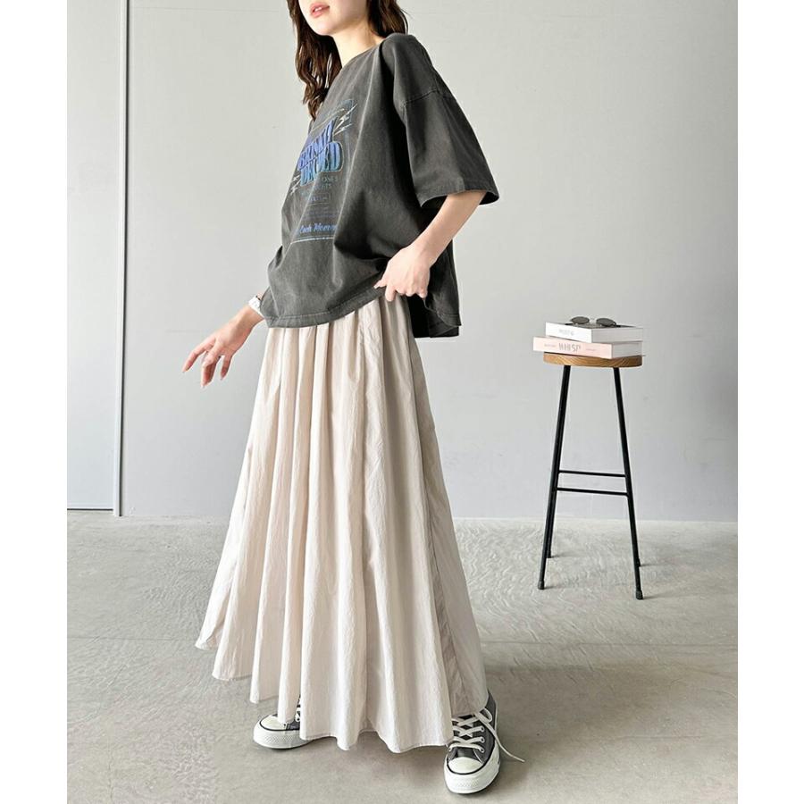 ボトムス スカート レディース 超軽量 素材 シアー ワッシャー 加工 シルキー ナイロン ロング フレアスカート ウエスト ゴム イージーケア | classicalelf | 11
