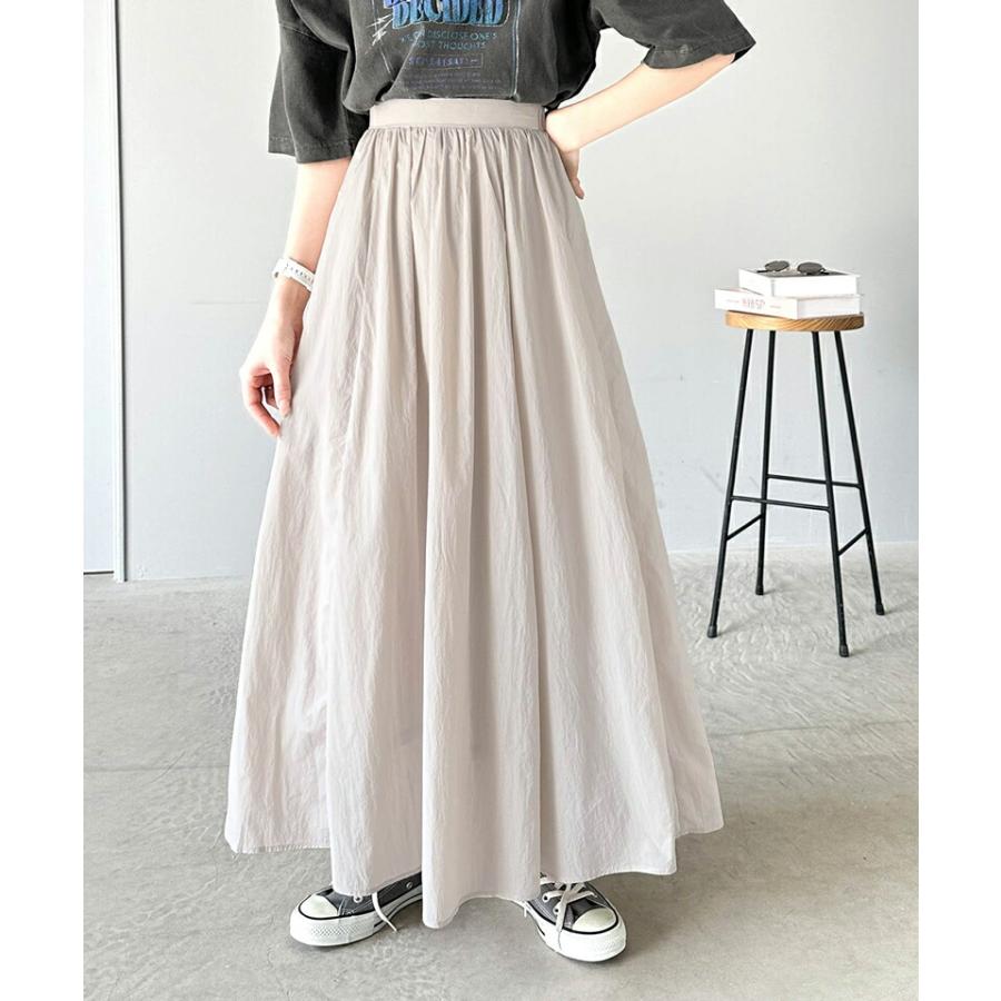 ボトムス スカート レディース 超軽量 素材 シアー ワッシャー 加工 シルキー ナイロン ロング フレアスカート ウエスト ゴム イージーケア | classicalelf | 13