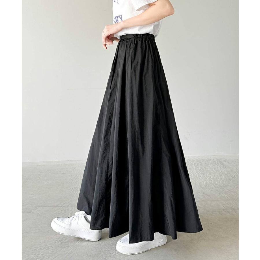 ボトムス スカート レディース 超軽量 素材 シアー ワッシャー 加工 シルキー ナイロン ロング フレアスカート ウエスト ゴム イージーケア | classicalelf | 03