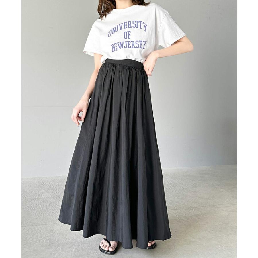 ボトムス スカート レディース 超軽量 素材 シアー ワッシャー 加工 シルキー ナイロン ロング フレアスカート ウエスト ゴム イージーケア | classicalelf | 04