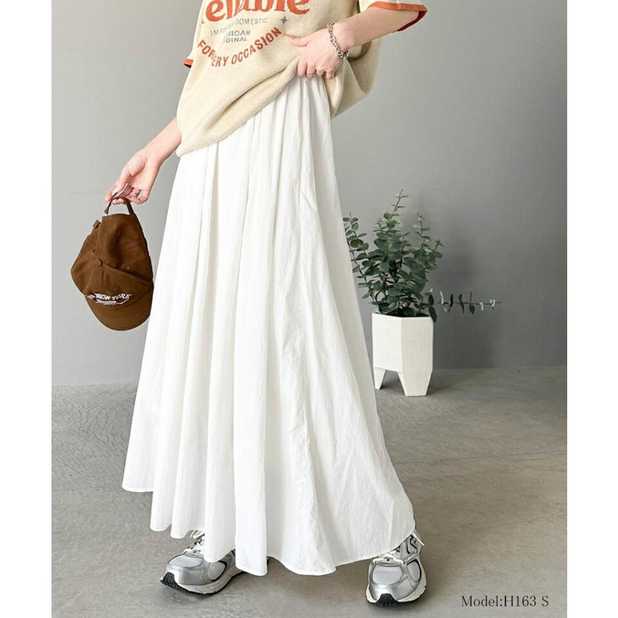 ボトムス スカート レディース 超軽量 素材 シアー ワッシャー 加工 シルキー ナイロン ロング フレアスカート ウエスト ゴム イージーケア | classicalelf | 05