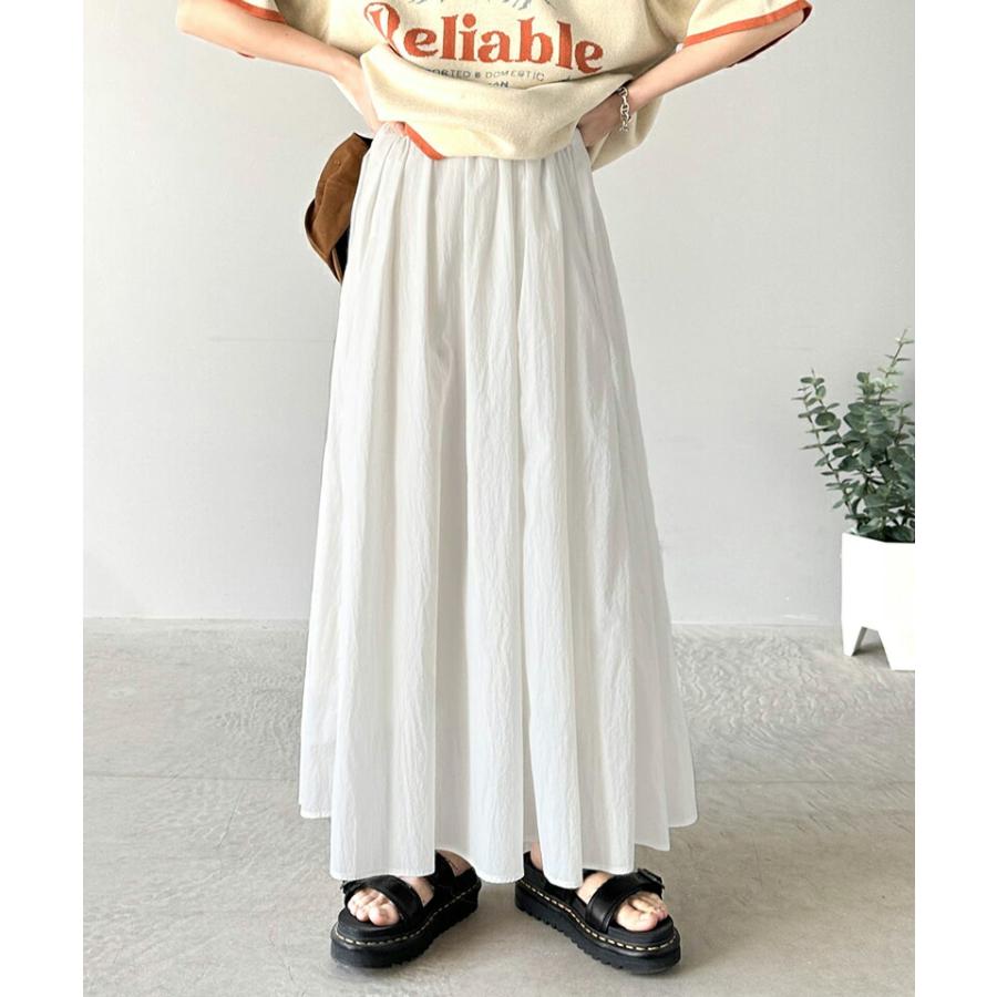 ボトムス スカート レディース 超軽量 素材 シアー ワッシャー 加工 シルキー ナイロン ロング フレアスカート ウエスト ゴム イージーケア | classicalelf | 07