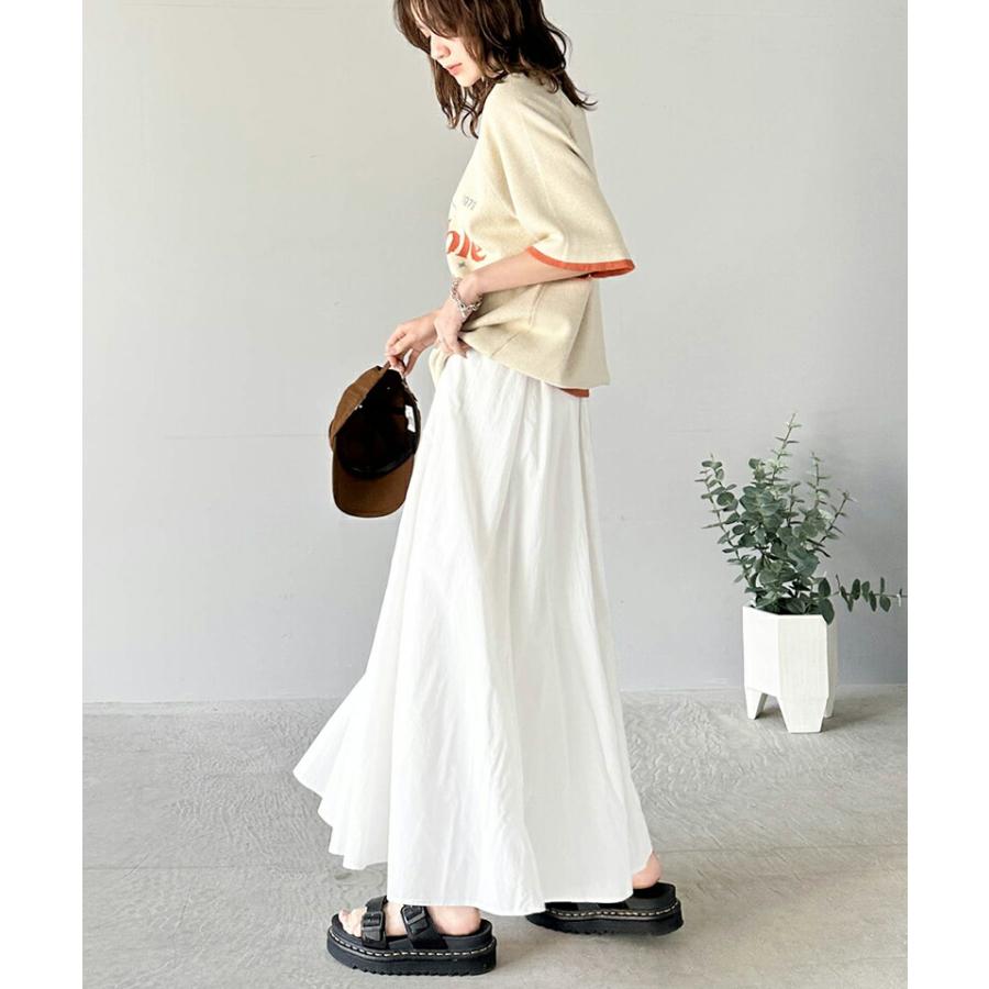 ボトムス スカート レディース 超軽量 素材 シアー ワッシャー 加工 シルキー ナイロン ロング フレアスカート ウエスト ゴム イージーケア | classicalelf | 08