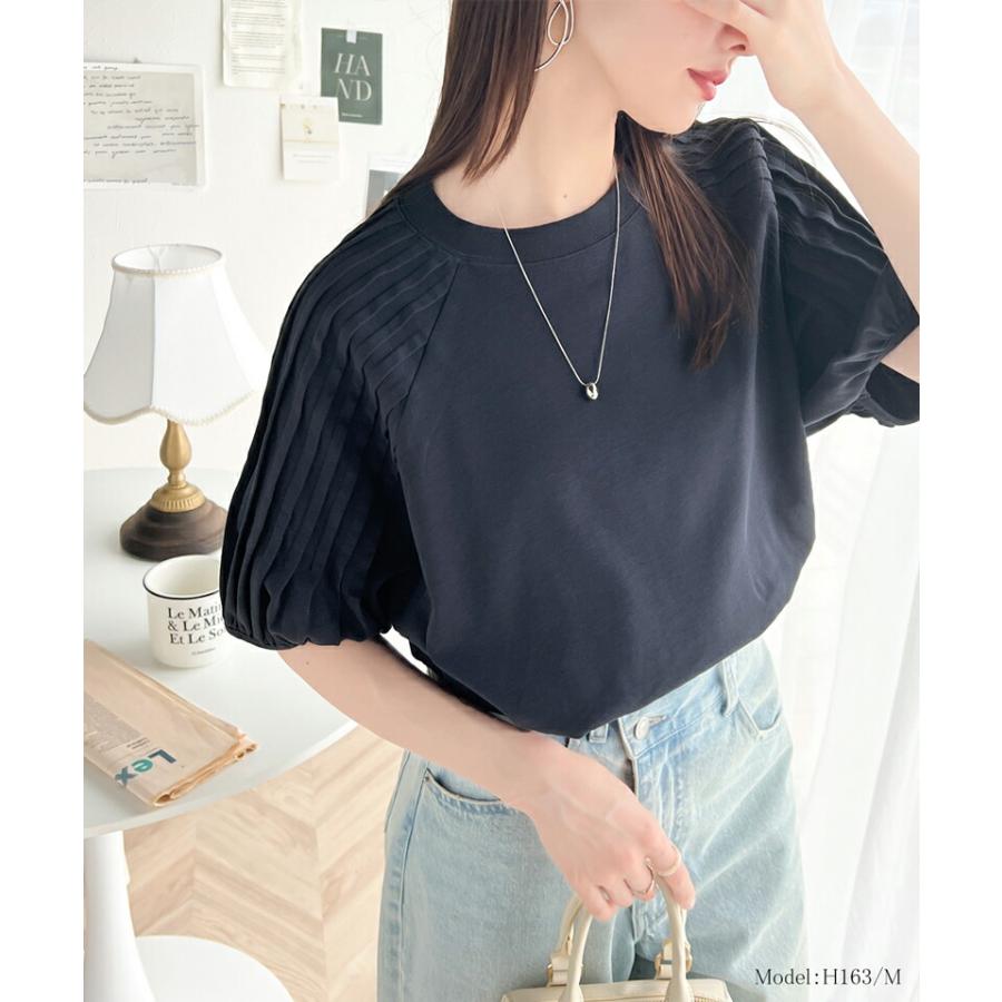 classicalelf トップス Tシャツ レディース 袖山タック 綿100