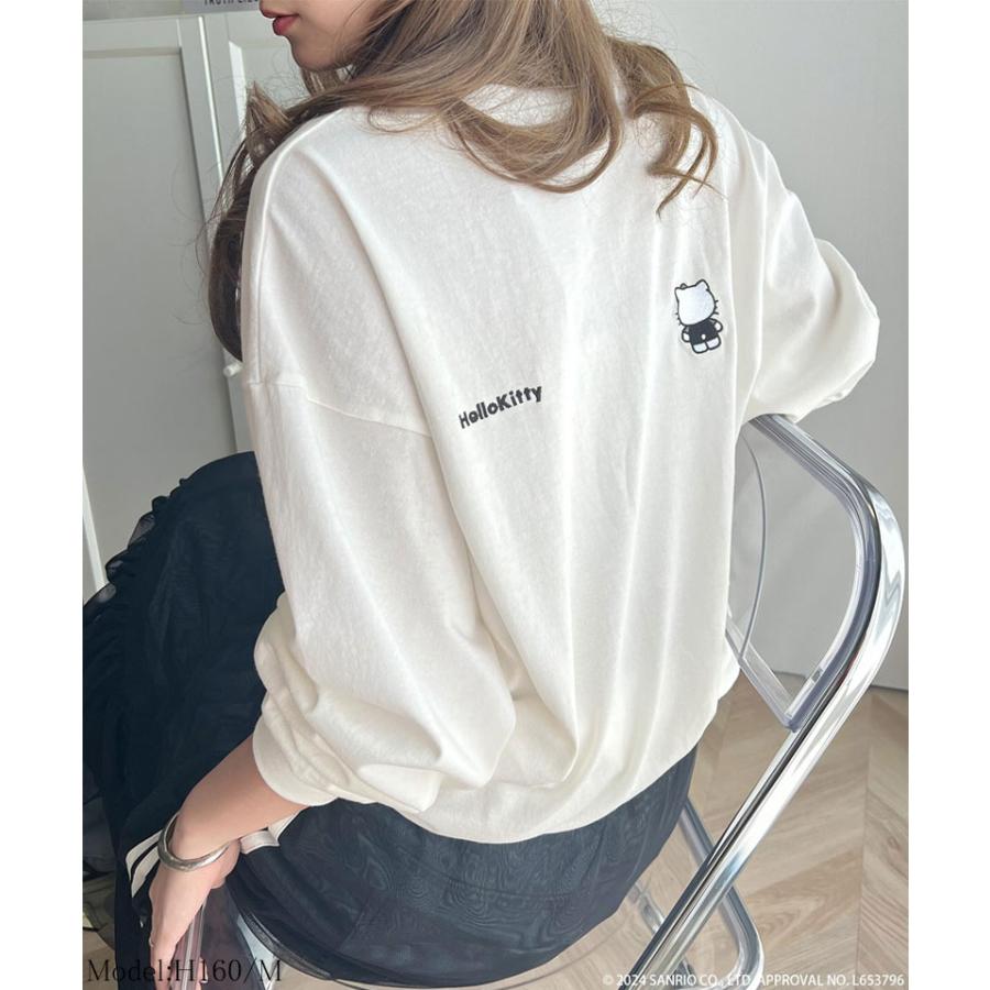 【Hello Kitty 50th Anniversary】 トップス ロンT レディース ハローキティ 綿 100％ 刺繍 クルーネック 長袖 Tシャツ キャラT ゆるっと | classicalelf | 02