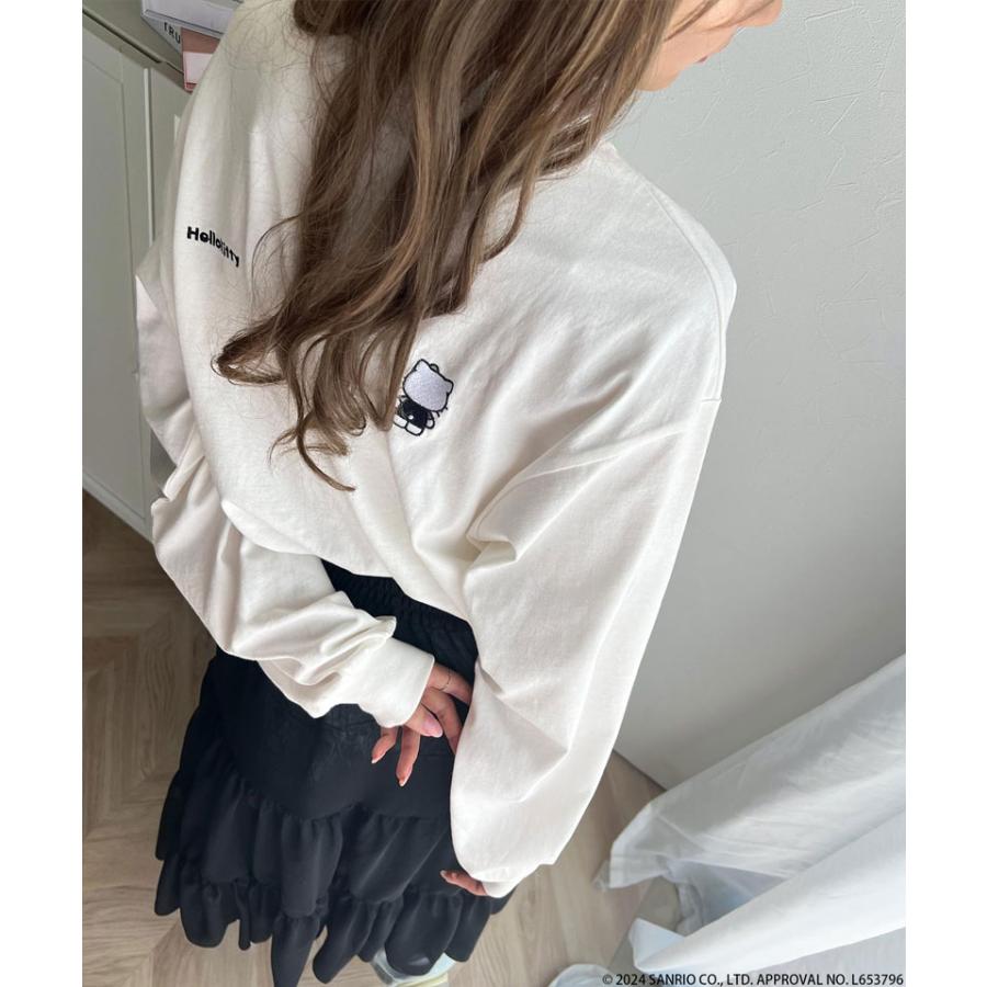 【Hello Kitty 50th Anniversary】 トップス ロンT レディース ハローキティ 綿 100％ 刺繍 クルーネック 長袖 Tシャツ キャラT ゆるっと | classicalelf | 04