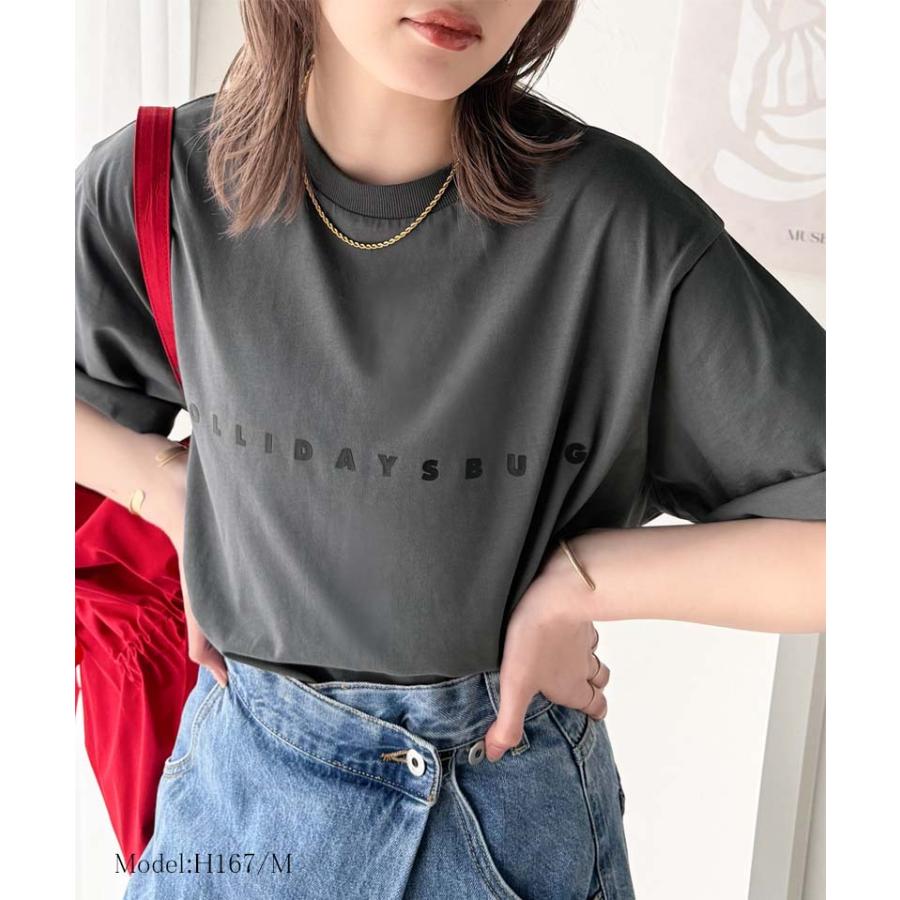 トップス Tシャツ/カットソー レディース シルケット風 ロゴTシャツ シンプル ロゴ厚盛プリント シンプル 上品 カジュアル 綿100％ デイリーユース | classicalelf | 10