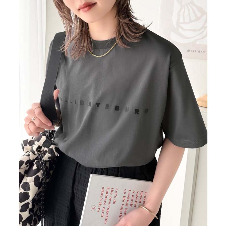 トップス Tシャツ/カットソー レディース シルケット風 ロゴTシャツ シンプル ロゴ厚盛プリント シンプル 上品 カジュアル 綿100％ デイリーユース | classicalelf | 12