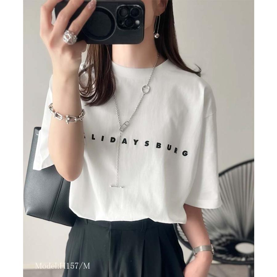 トップス Tシャツ/カットソー レディース シルケット風 ロゴTシャツ シンプル ロゴ厚盛プリント シンプル 上品 カジュアル 綿100％ デイリーユース | classicalelf | 01