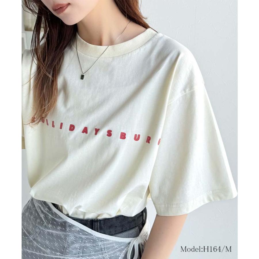 トップス Tシャツ/カットソー レディース シルケット風 ロゴTシャツ シンプル ロゴ厚盛プリント シンプル 上品 カジュアル 綿100％ デイリーユース | classicalelf | 04