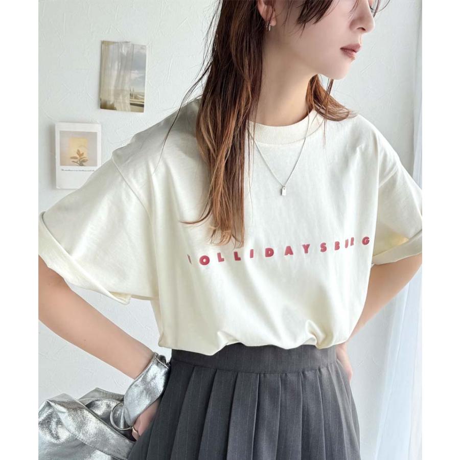 トップス Tシャツ/カットソー レディース シルケット風 ロゴTシャツ シンプル ロゴ厚盛プリント シンプル 上品 カジュアル 綿100％ デイリーユース | classicalelf | 05