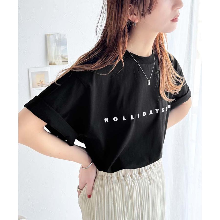 トップス Tシャツ/カットソー レディース シルケット風 ロゴTシャツ シンプル ロゴ厚盛プリント シンプル 上品 カジュアル 綿100％ デイリーユース | classicalelf | 08