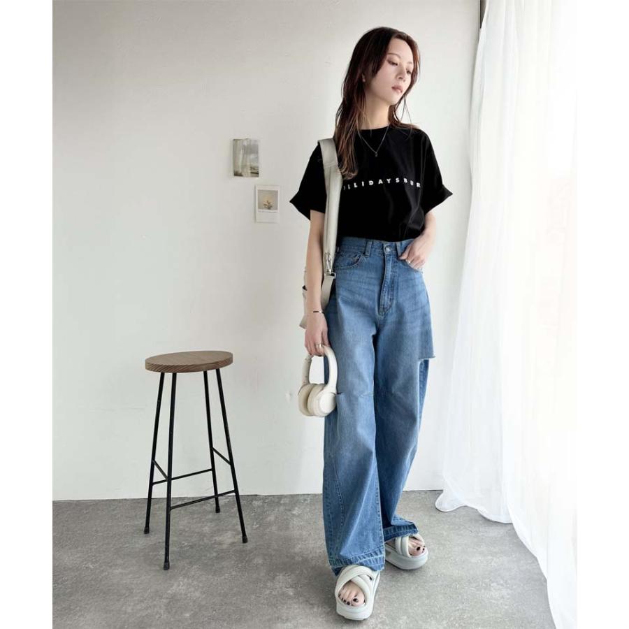 トップス Tシャツ/カットソー レディース シルケット風 ロゴTシャツ シンプル ロゴ厚盛プリント シンプル 上品 カジュアル 綿100％ デイリーユース | classicalelf | 09