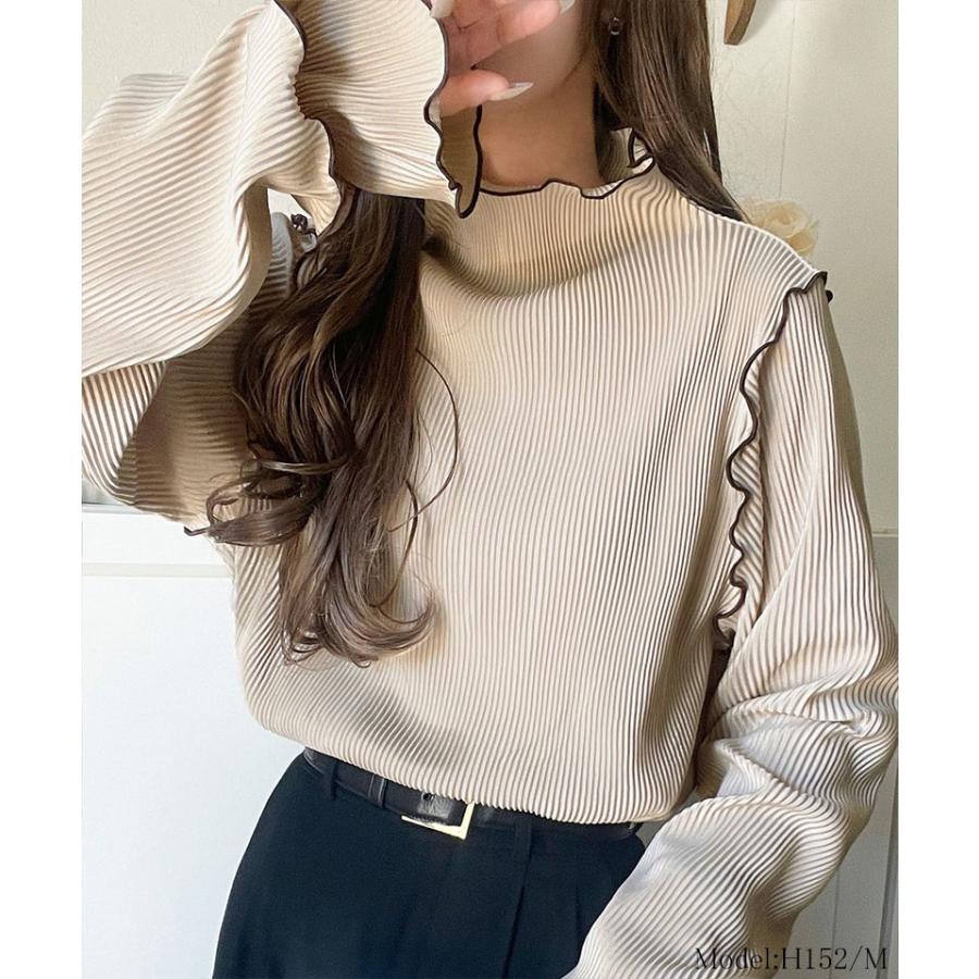 【 クラシカルエルフ classical elf 】トップス レディース きれいめ 長袖 Tシャツ 前後 2way 袖 フリル 配色 メロウ 凹凸感 プリーツ 長袖 | classicalelf | 12