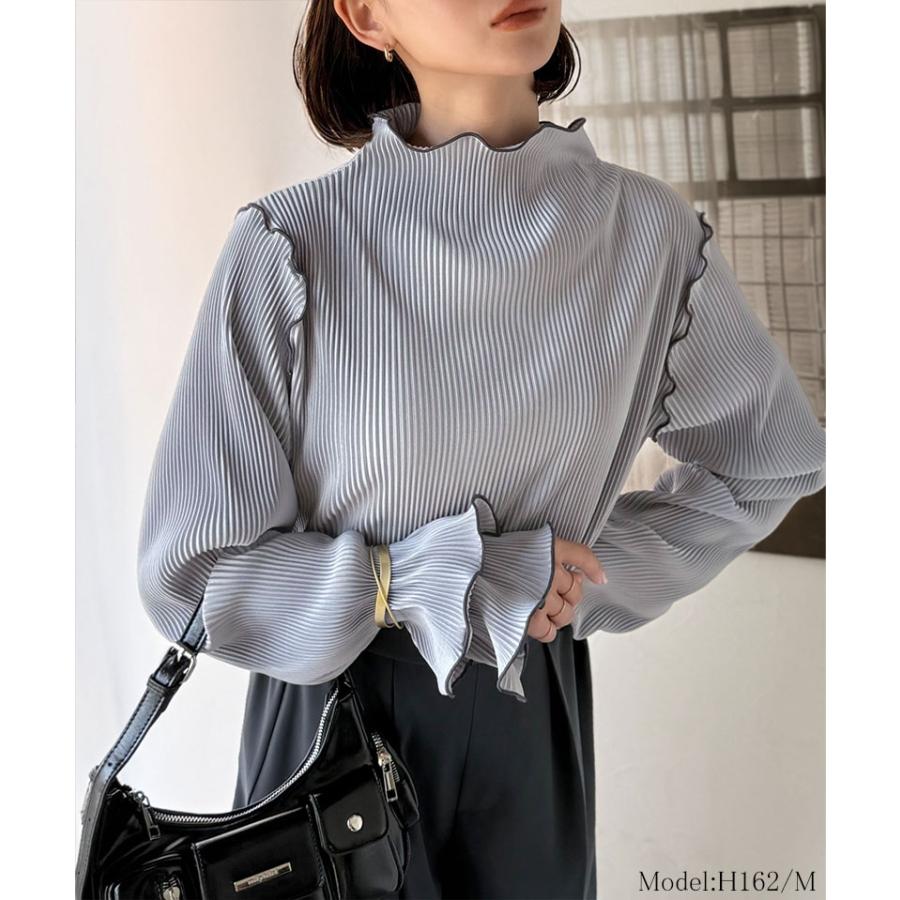 【 クラシカルエルフ classical elf 】トップス レディース きれいめ 長袖 Tシャツ 前後 2way 袖 フリル 配色 メロウ 凹凸感 プリーツ 長袖 | classicalelf | 08