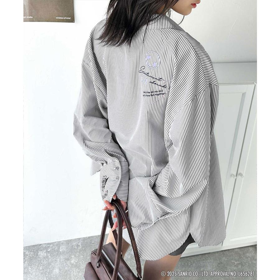 【Sanrio characters/サンリオキャラクターズ】トップス シャツ レディース 可愛さ100％ ランダム 刺繍 ストライプ 長袖シャツ ゆるっと | classicalelf | 11