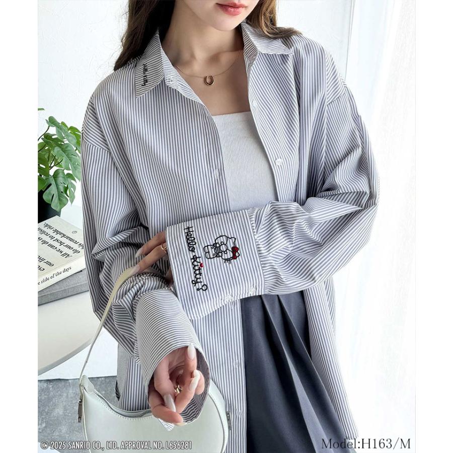 【Sanrio characters/サンリオキャラクターズ】トップス シャツ レディース 可愛さ100％ ランダム 刺繍 ストライプ 長袖シャツ ゆるっと | classicalelf | 12