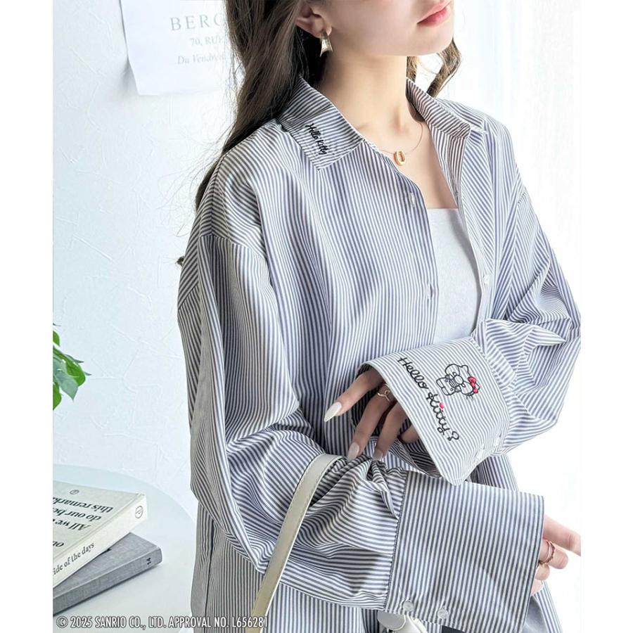【Sanrio characters/サンリオキャラクターズ】トップス シャツ レディース 可愛さ100％ ランダム 刺繍 ストライプ 長袖シャツ ゆるっと | classicalelf | 13